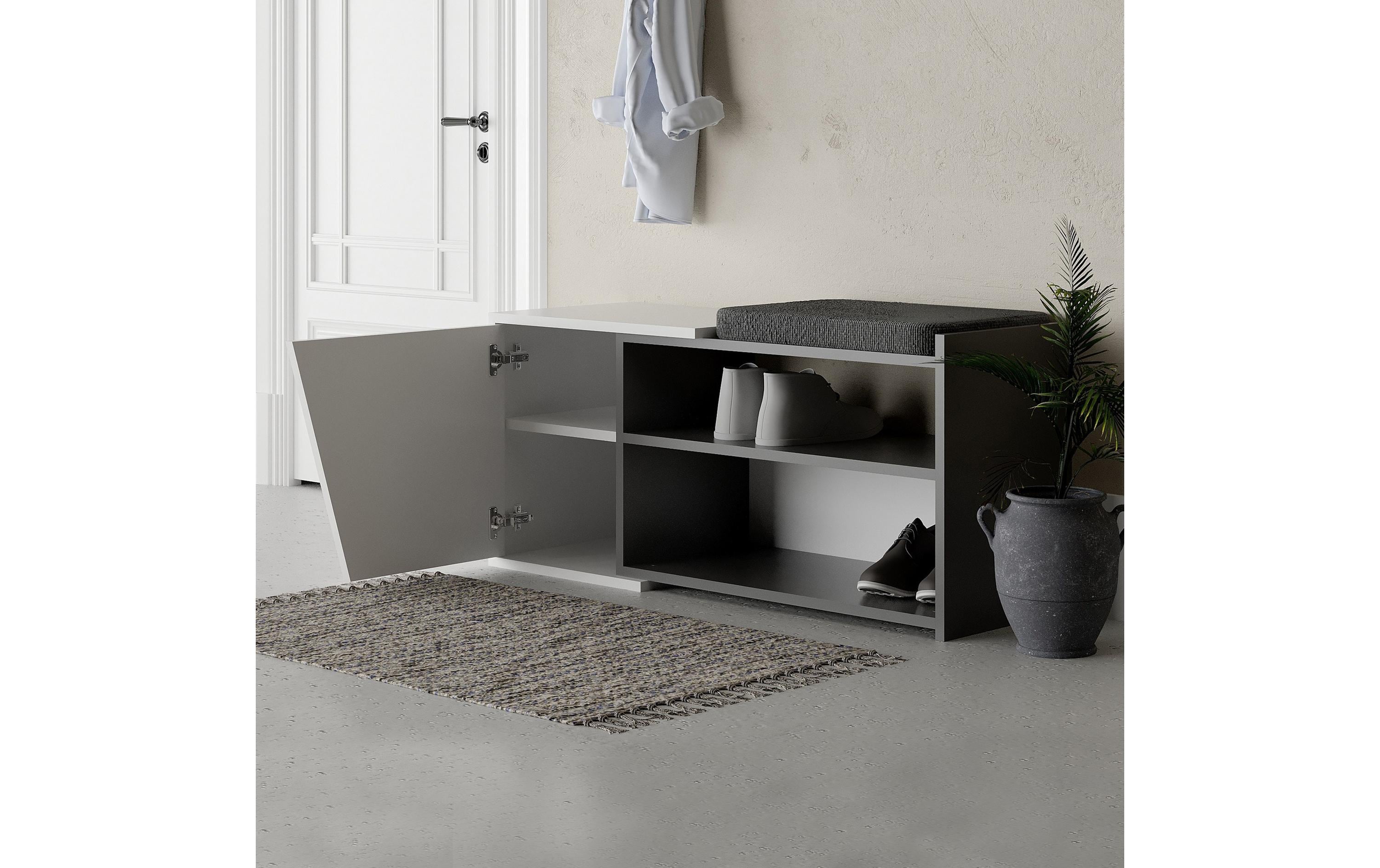 Schuhregal Fiona 104 x 37 x 47 cm, Grau/Weiss<br>Schuhschrank