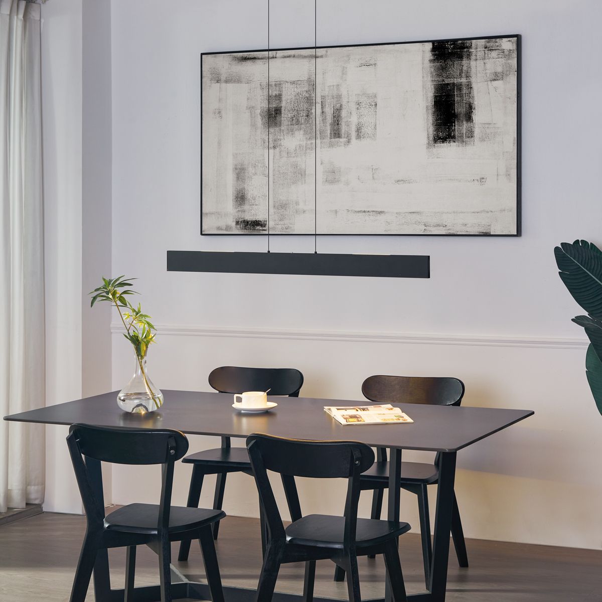 Moderne hanglamp zwart incl. LED dimbaar en 3-way switch easylift - Straight