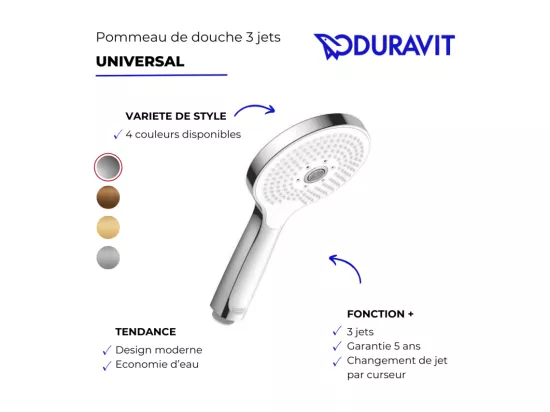 Pommeau de douche 3 jets DURAVIT MinusFlow bronze brossé