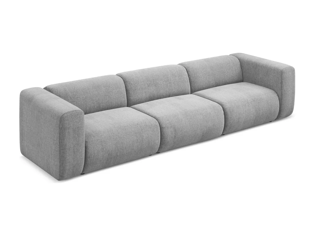 Canapé modulable 4 places en tissu chenille - gris clair - EKAHI