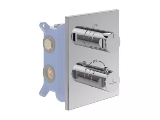 Façade thermostatique 2 voies VILLEROY ET BOCH Universal rectangle Chrome + corps encastré