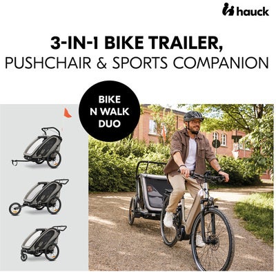 Hauck Bike N Walk Sykkelvogn, Light Grey