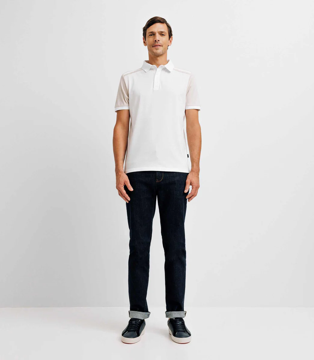 Polo en coton avec patch beige