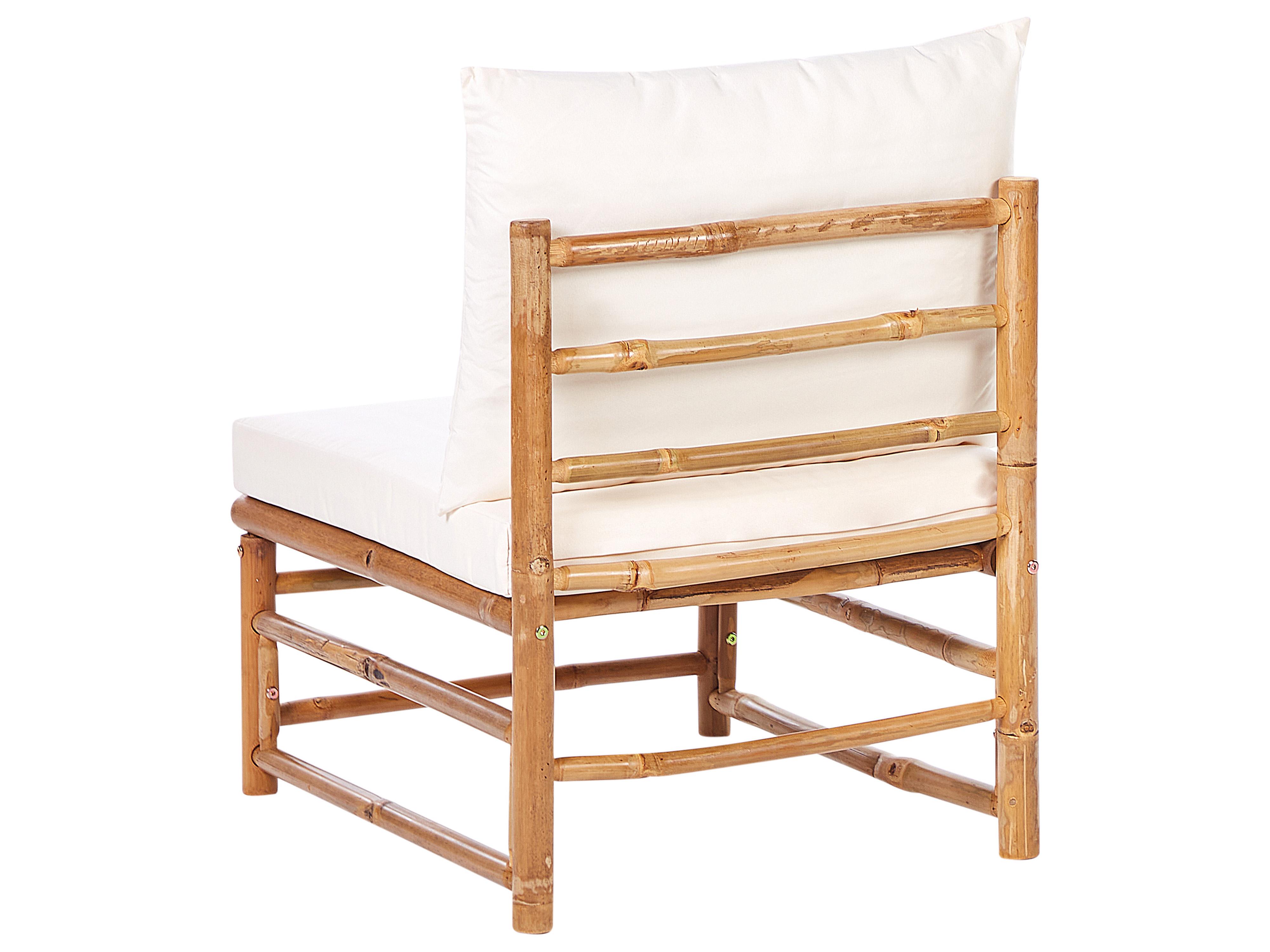 Loungeset met tafel 6-zits CERRETO linkszijdig Bamboehout Gebroken wit