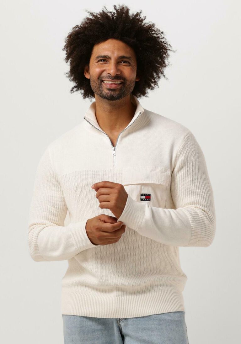 TOMMY JEANS gebroken wit tommy jeans trui tjm check sherpa lined overshirt