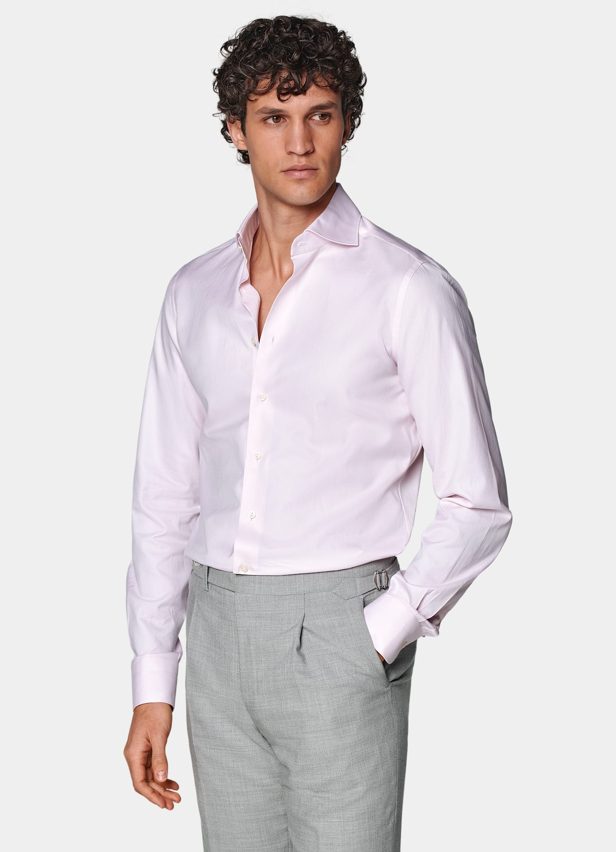 Chemise coupe ajustée en oxford royal rose