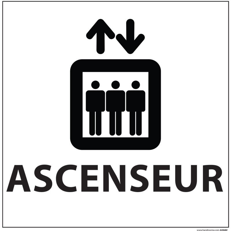 Panneau ASCENSEUR - fond blanc 250 x 250 mm