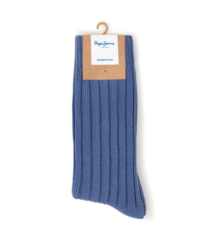 Pacote com 2 pares de meias grossas Pepe Jeans, azul e cinza.