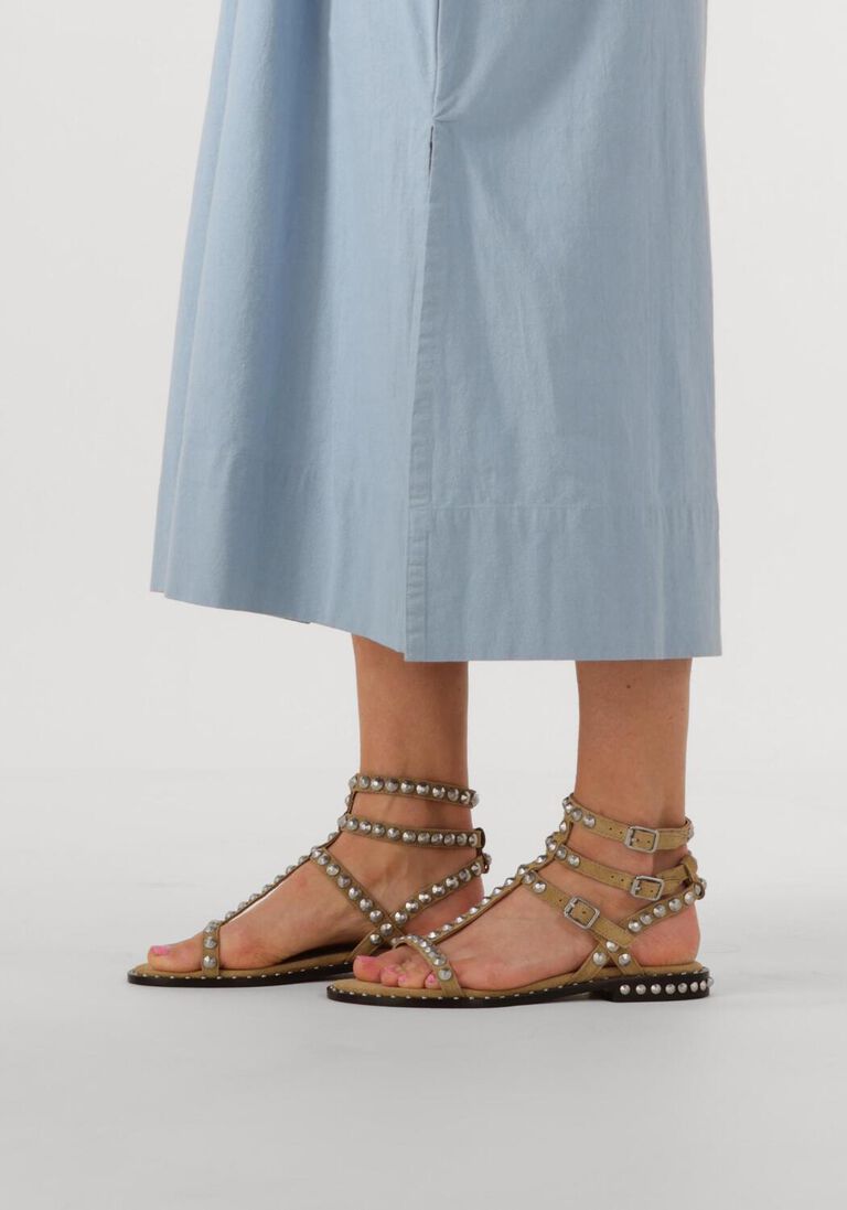 beige ash platte sandalen play