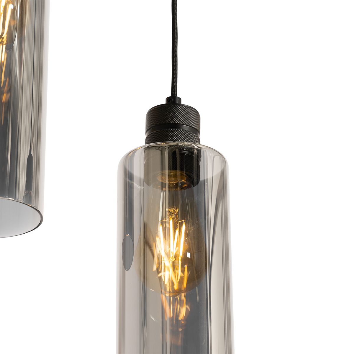 Moderne hanglamp zwart met smoke glas 3-lichts - Stavelot