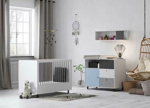 Chambre DUO Concept lit 70x140+commode Bleu - VOX