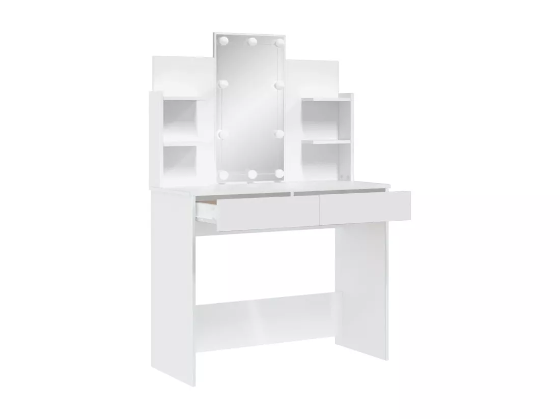 Coiffeuse avec lumières LED blanc 96x40x142 cm