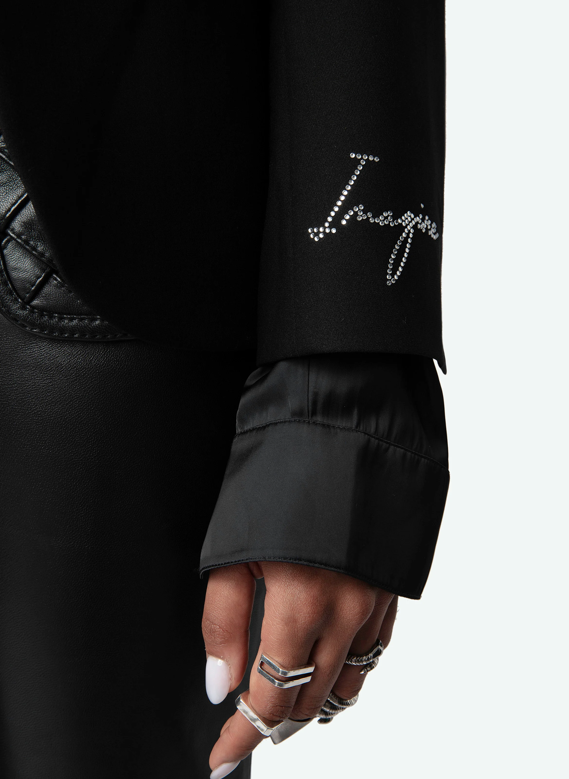VERY - Veste blazer droit à strass | Noir