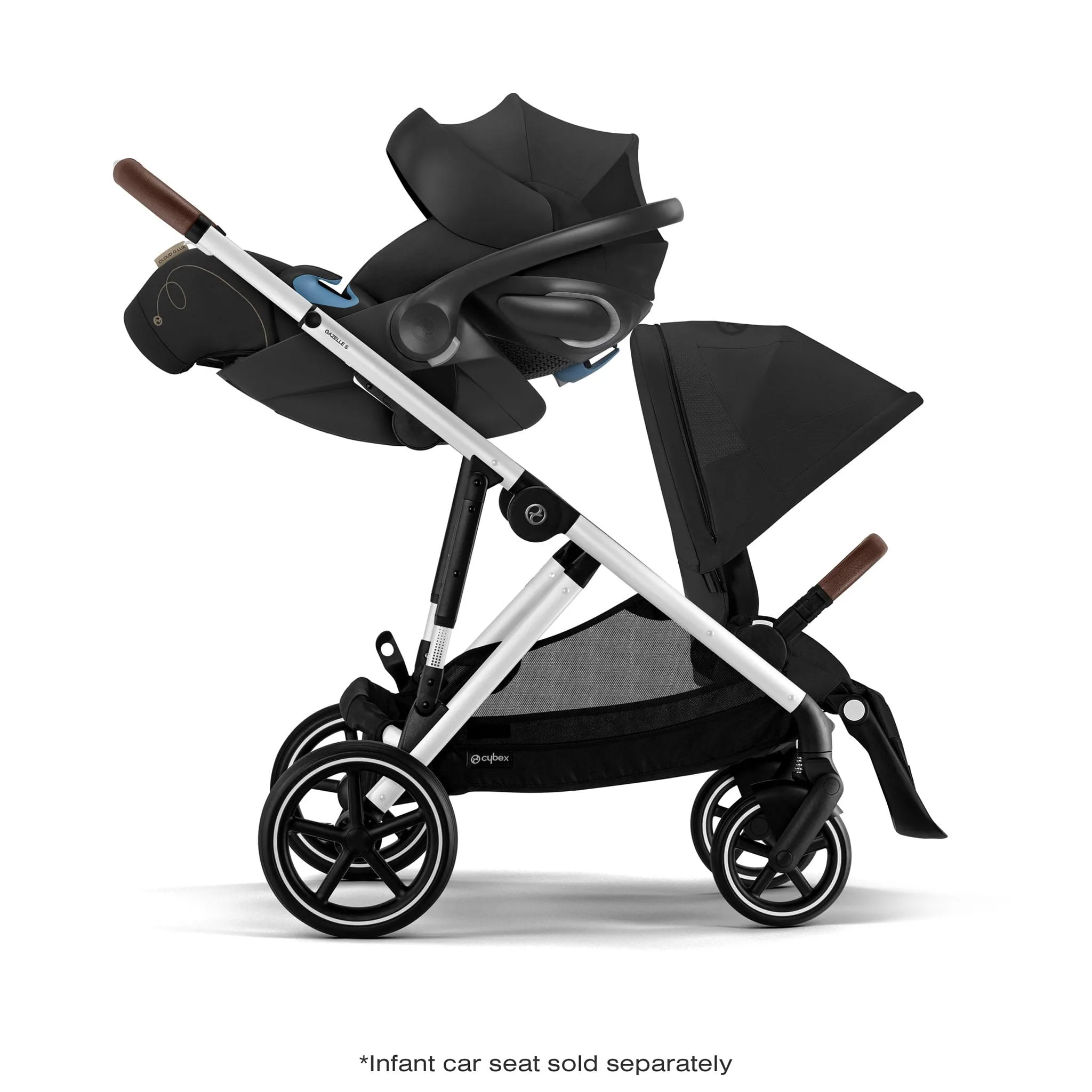 Cybex Poussette Gazelle S 2 – Châssis couleur argent avec siège Noir Moon
