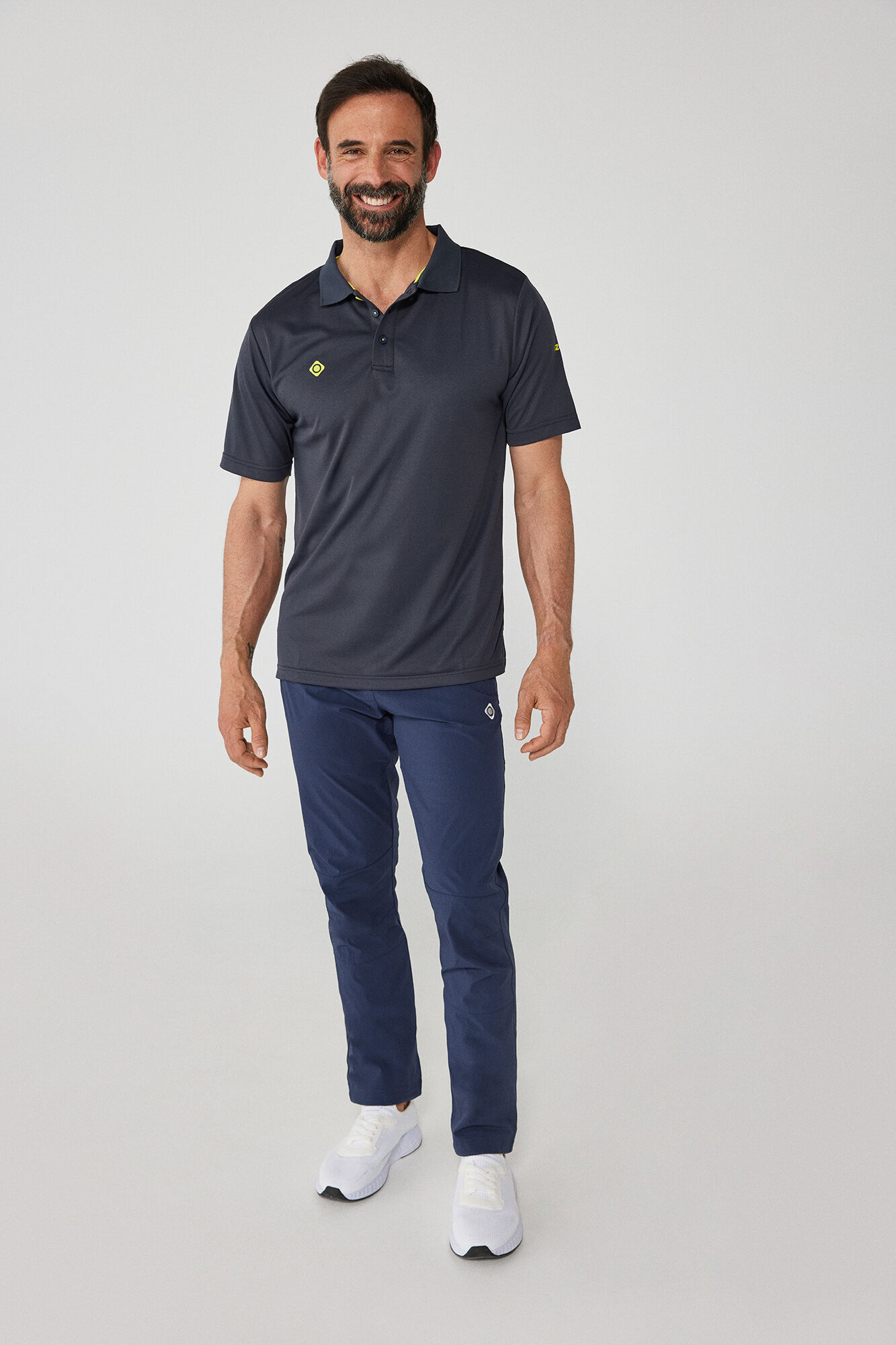 Camisa polo técnica de manga curta - Cinza escuro
