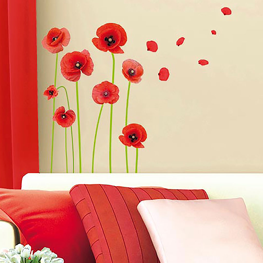 Sticker mural déco coquelicots 20x70cm