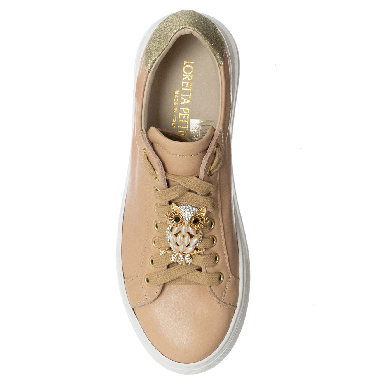Loretta Pettinari Sneakers en Cuir Reva beige/blanc