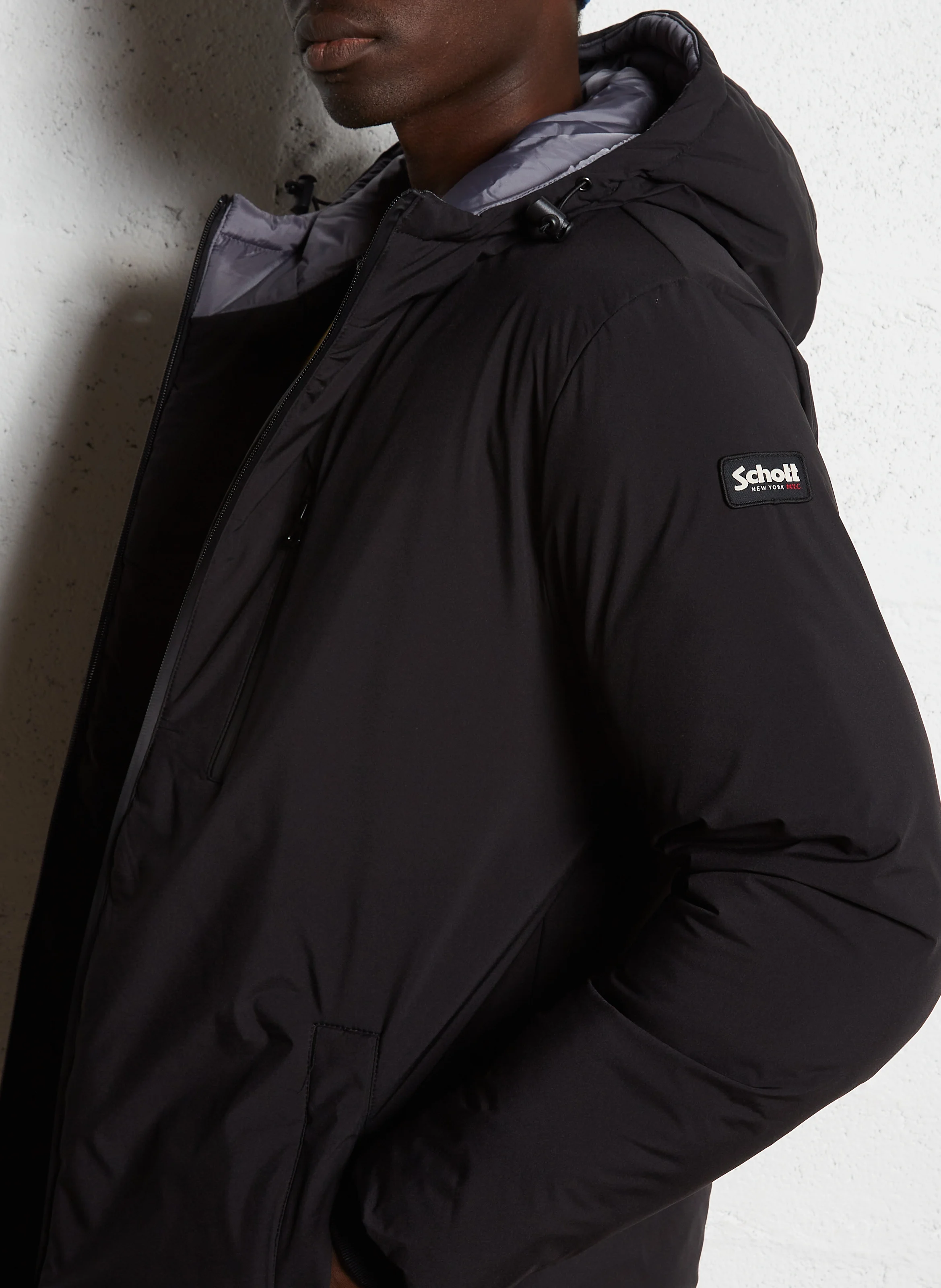 Parka longue droite à capuche | Noir