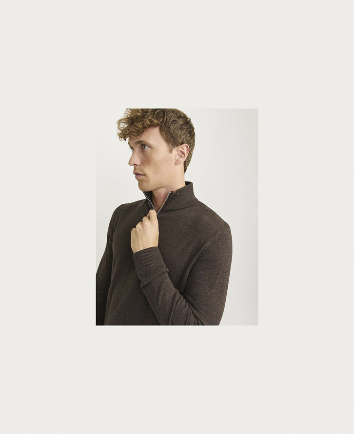 Jack & Jones JJEEMIL KNIT HALF ZIP NOOS Mulch/twist