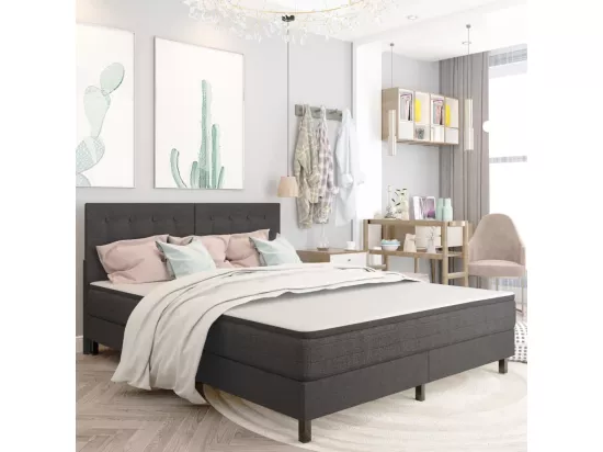 Sommier tapissier Gris foncé Tissu 160x200 cm