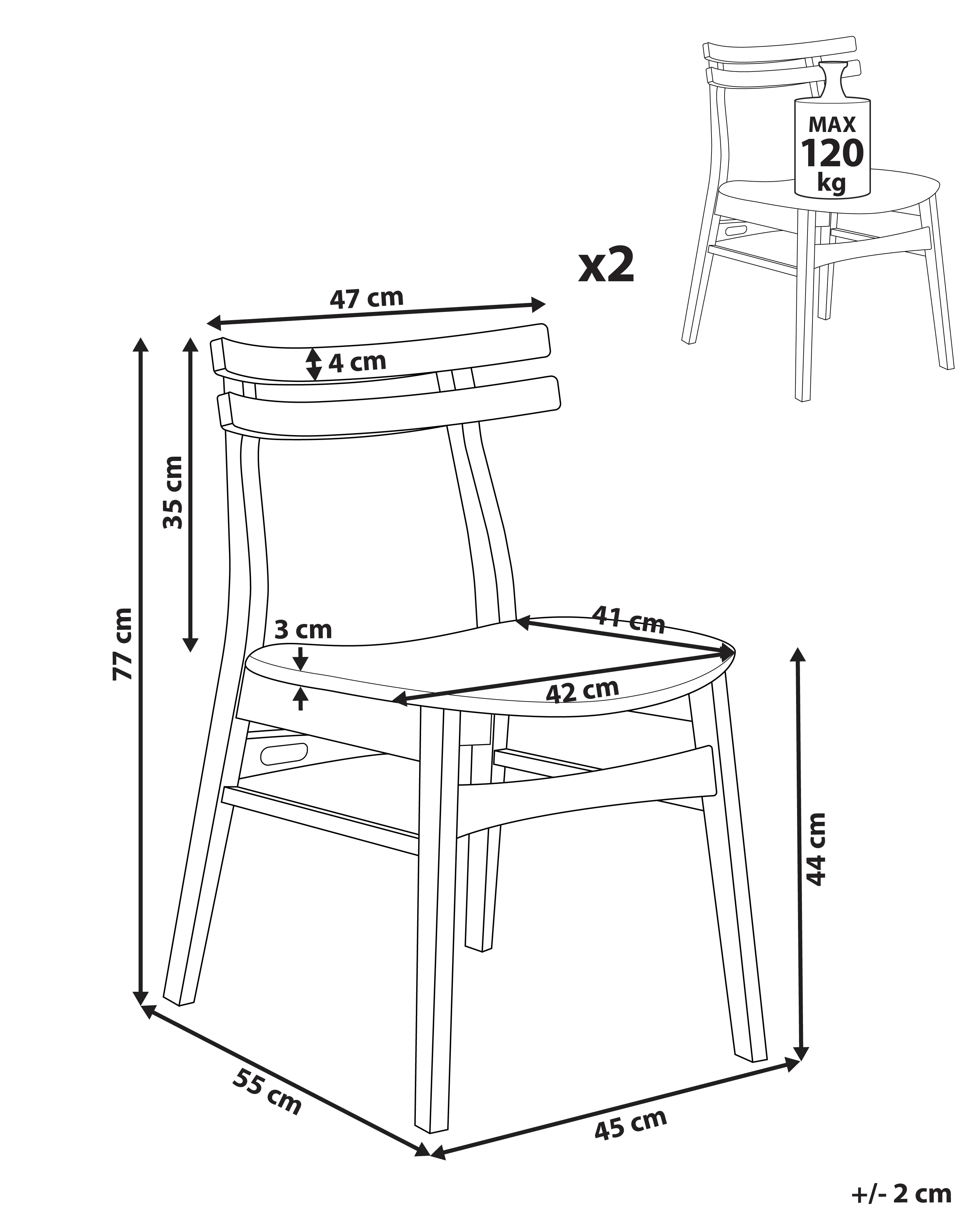 Set van 2 eetkamerstoelen CYNTHIANA Hout Lichtbruin/grijs