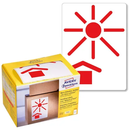 Avery Zweckform 7253 Symbol Warnetiketten 74 x 100 mm, 1 Rolle/200 Etiketten, rot