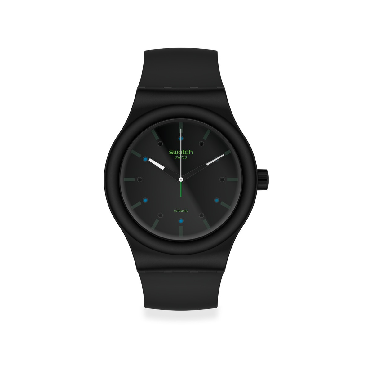Montre Swatch mixte plastique et silicone noir biosourcé