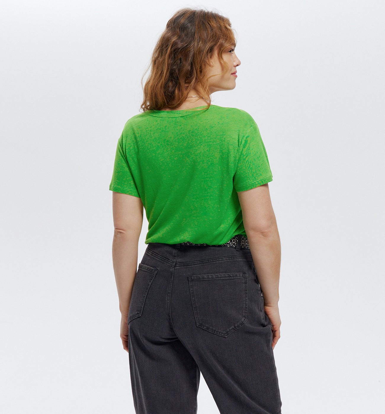 T-shirt col V Femme - Vert