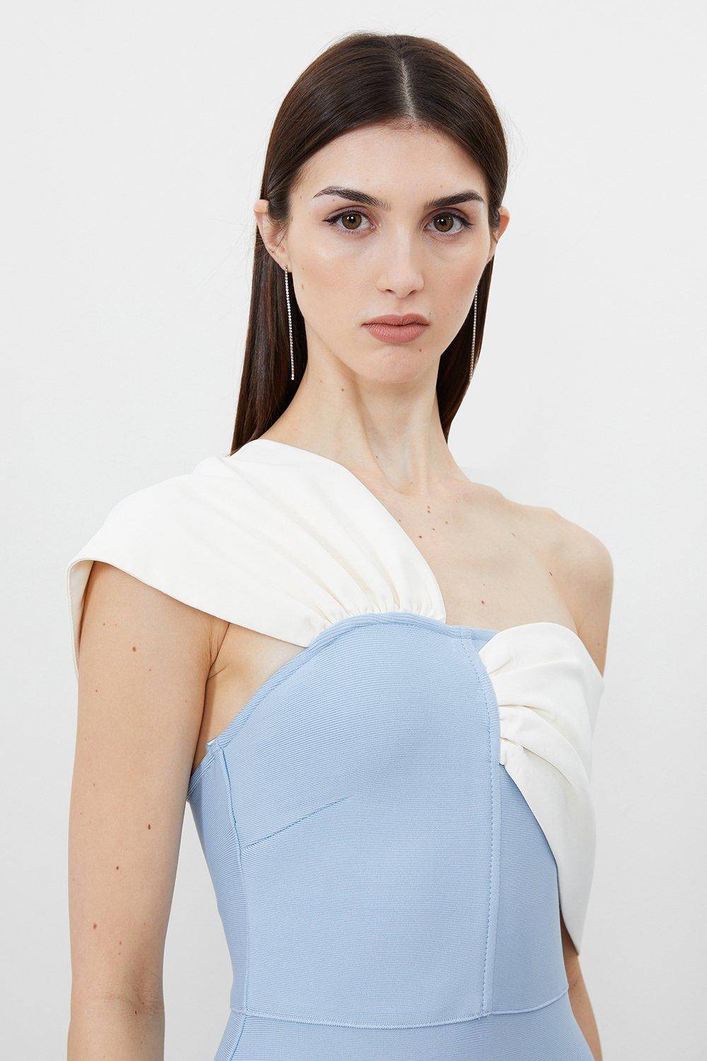 KarenMillen Robe midi en tricot à bandage et bretelles asymétriques Figure Form