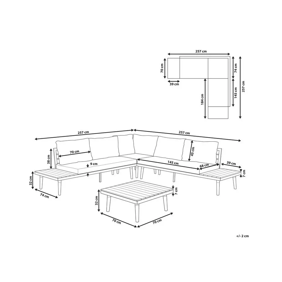 CORATO - Loungeset voor 5 - Wit - Acaciahout