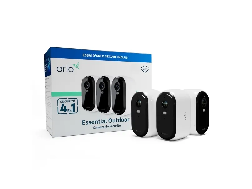 Arlo Essential - 2nd Generation - netværksovervågningskamera - indendørs, udendørs - vejrbestandig - farve (Dag/nat) - 2 MP - 1920 x 1080 - audio - trådløs - WiFi (pakke med 3)
