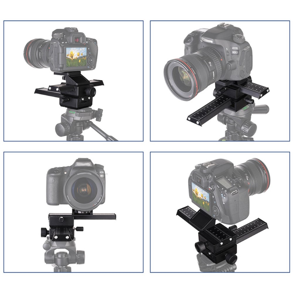 4 Wege Makroschlitten Dual Achse Tripod Stativ Halterung für DSLR Kamera / GoPro / Insta360   1/4