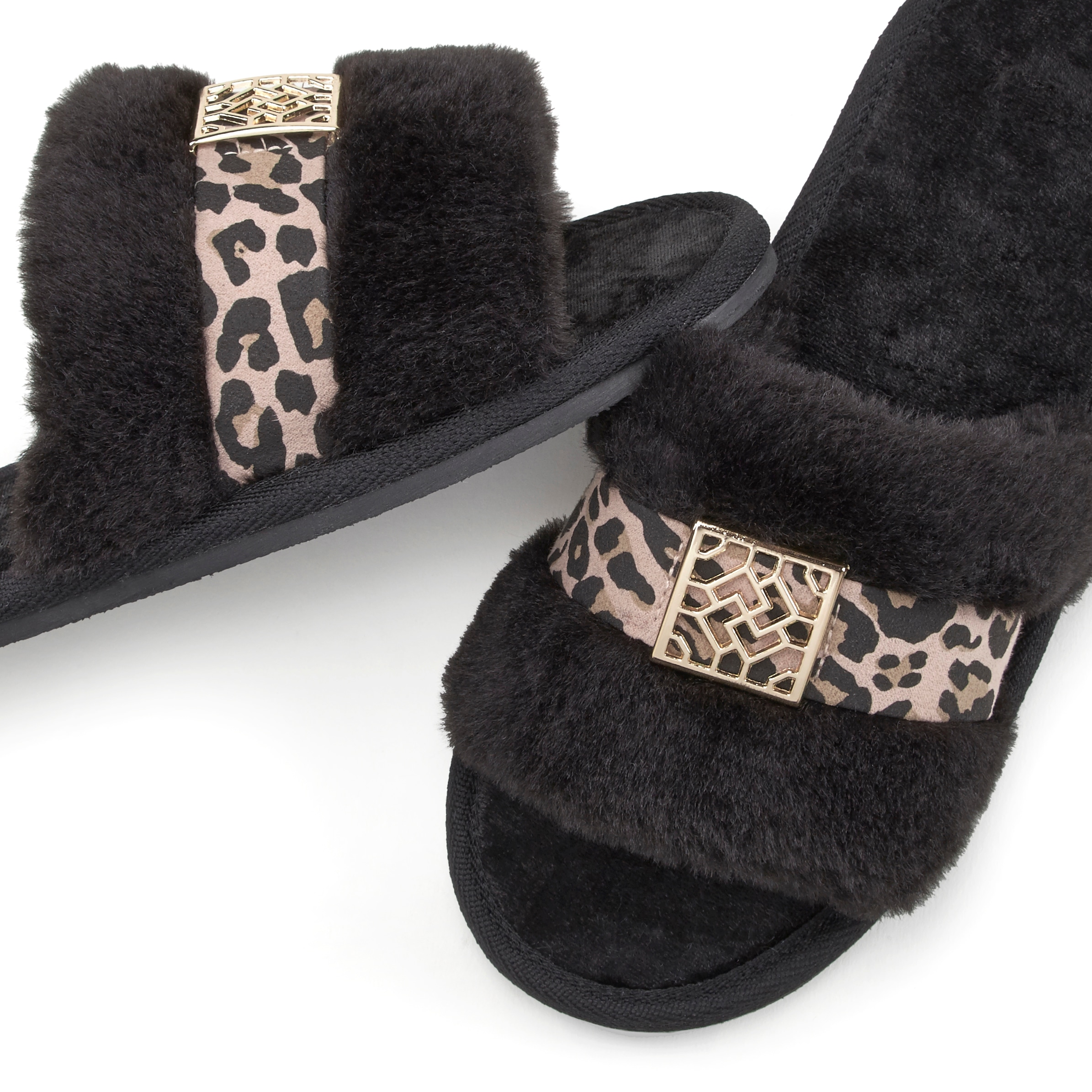 Vivance Hausschuh »Pantolette, Plüschhausschuh,«  mit kuscheligem Fellimitat und Animal-Print VEGAN