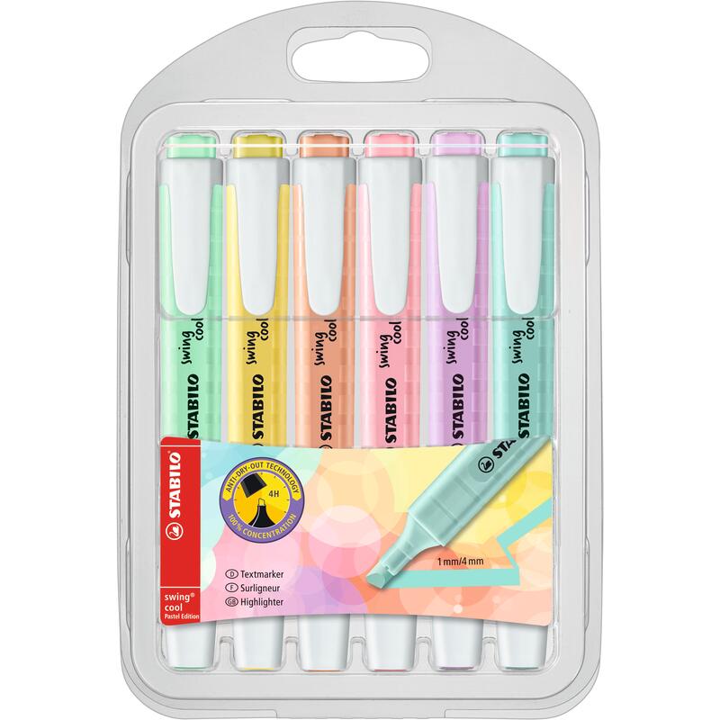 Stabilo Leuchtstift Swing Cool Pastell, 6er Etui, assortiert