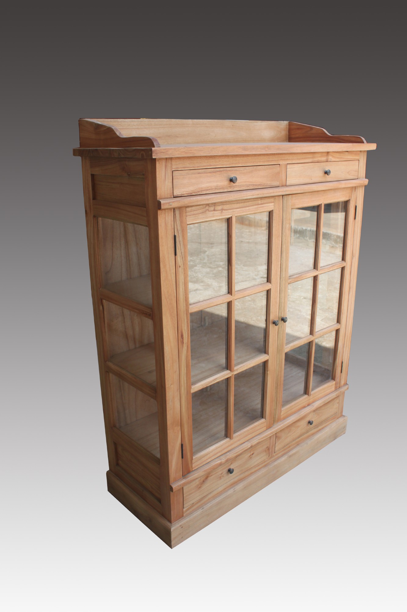 Küchenschrank, 2 Türen, 4 Schubladen, braun, T 47 cm, B 120 cm, H 155 cm von fischer's lagerhaus