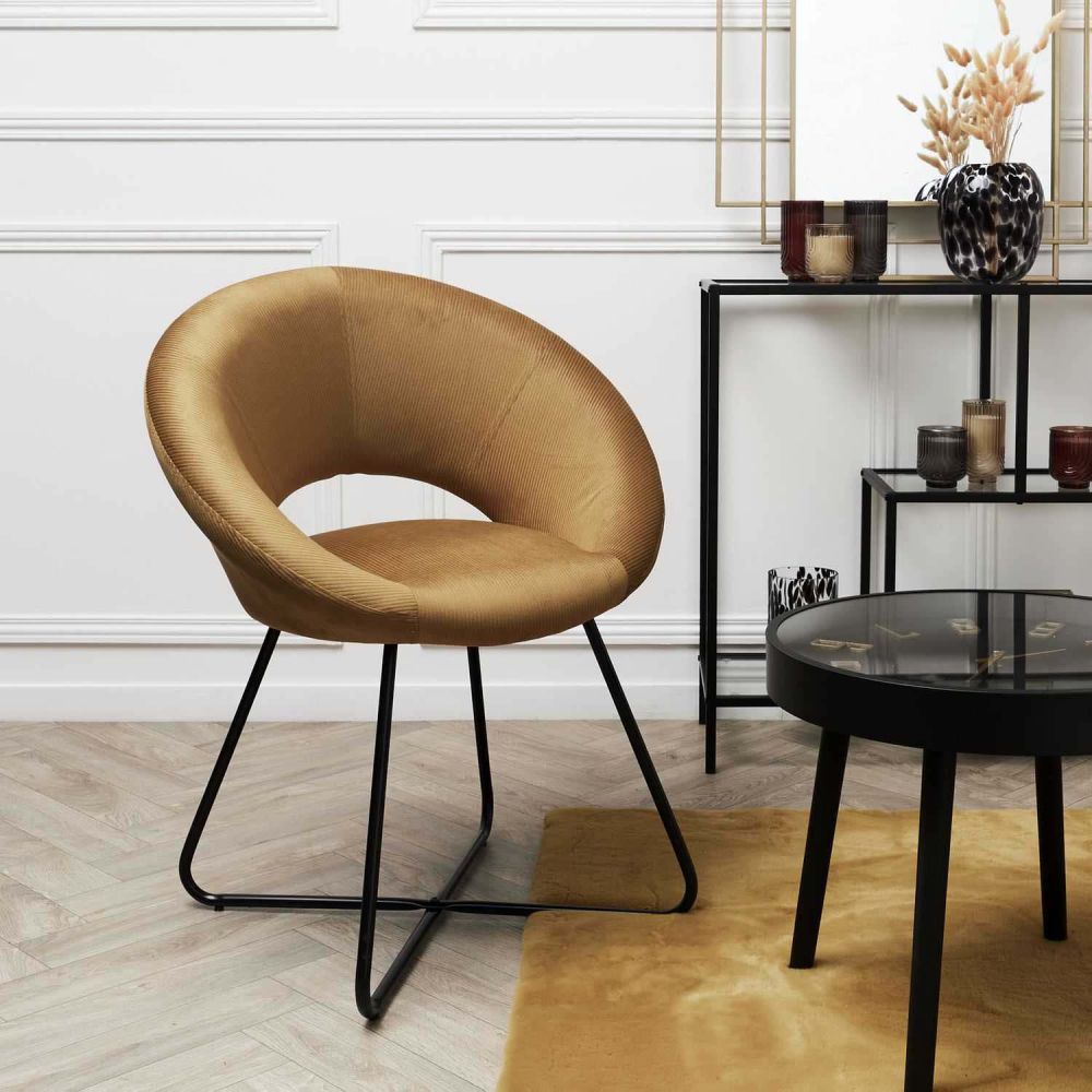 Fauteuil rond en velours cotelé giulia