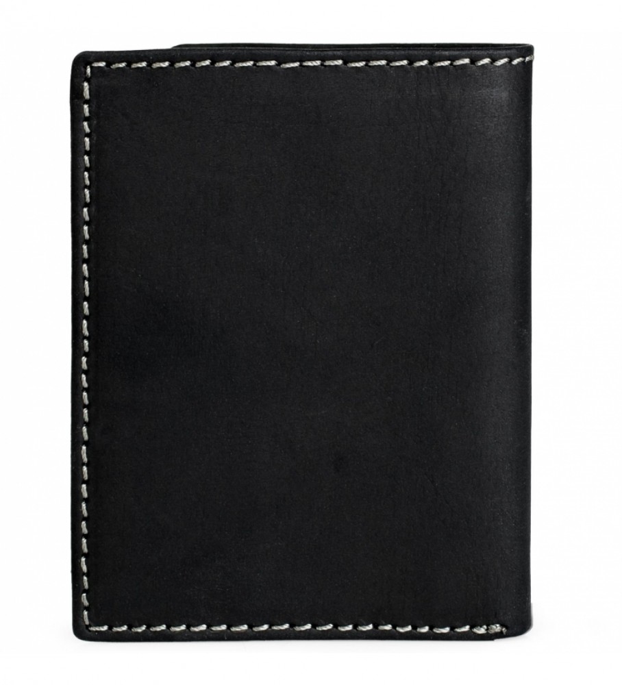 Carteira Lois em couro preto, modelo 2017/17 - 10 x 8 cm -