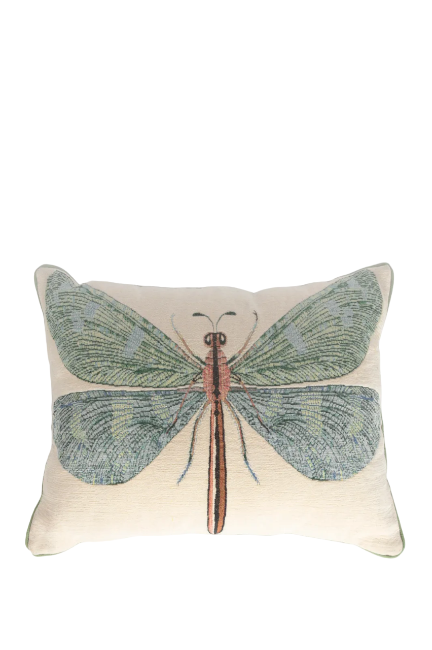 Sissy-Boy Grijsblauw jacquard kussen dragonfly