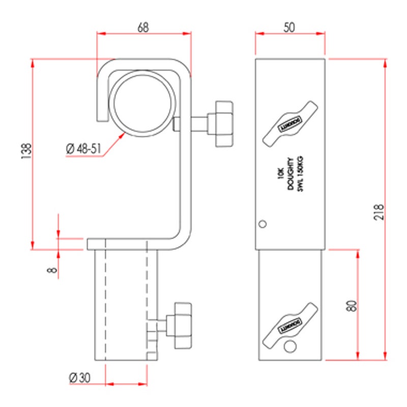 Doughty T20900 TV C-haak 50mm