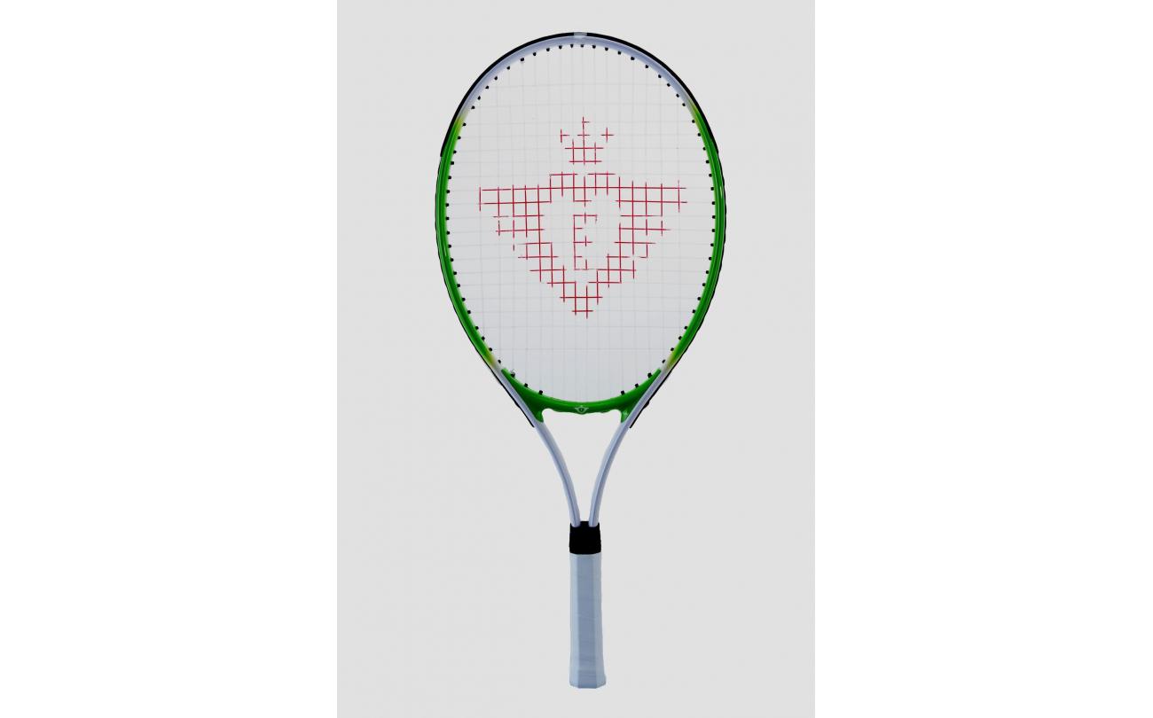 Tennisracket met 2 ballen in hoes Groen/wit