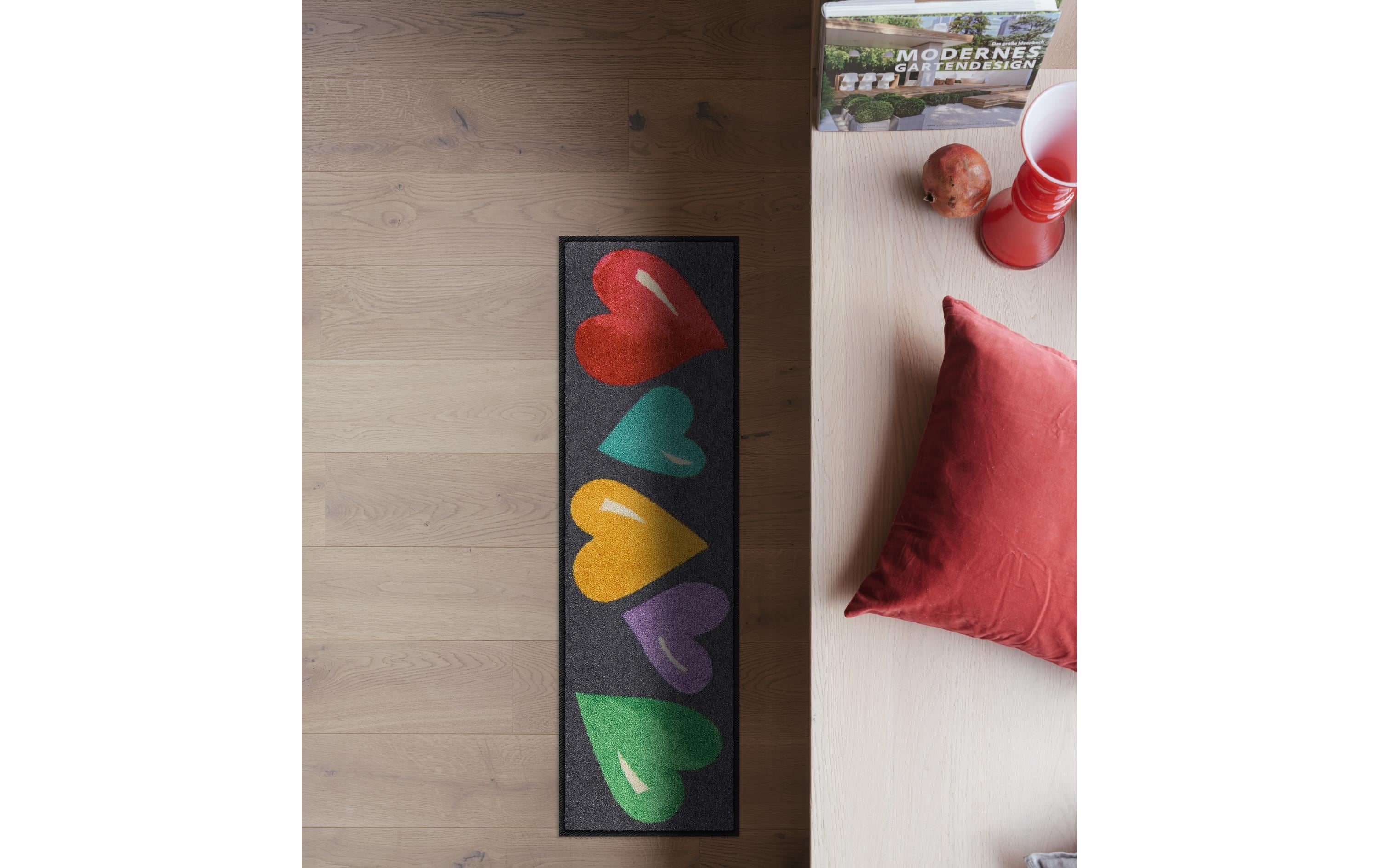 Fussmatte Big Hearts Colorful 30 cm x 100 cmRutschfeste Schmutzfangmatte