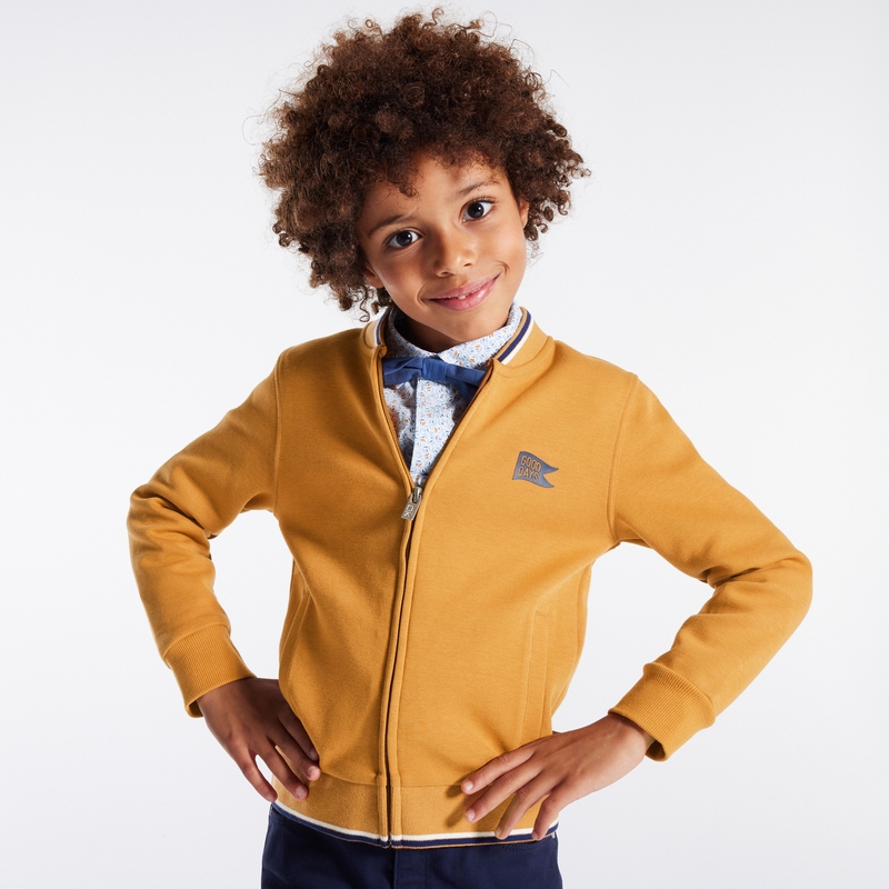 Sweat-shirt zippé façon teddy marron garçon