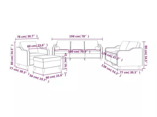 Ensemble de canapés 4 pcs avec coussins jaune clair tissu