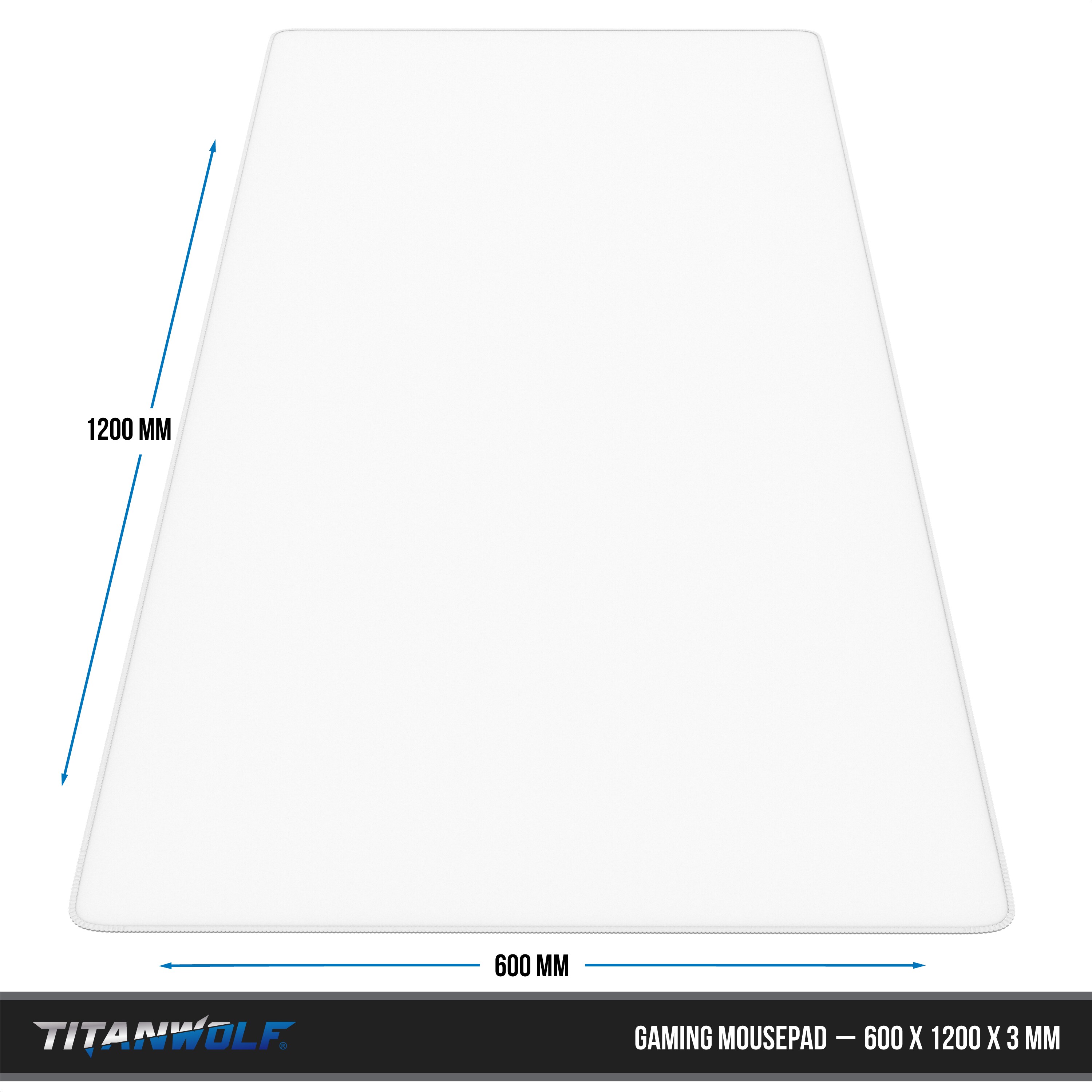 Titanwolf Gaming Mauspad, XXXL Speed Mousepad 1200 x 600 mm, Geschwindigkeit & Präzision, weiß