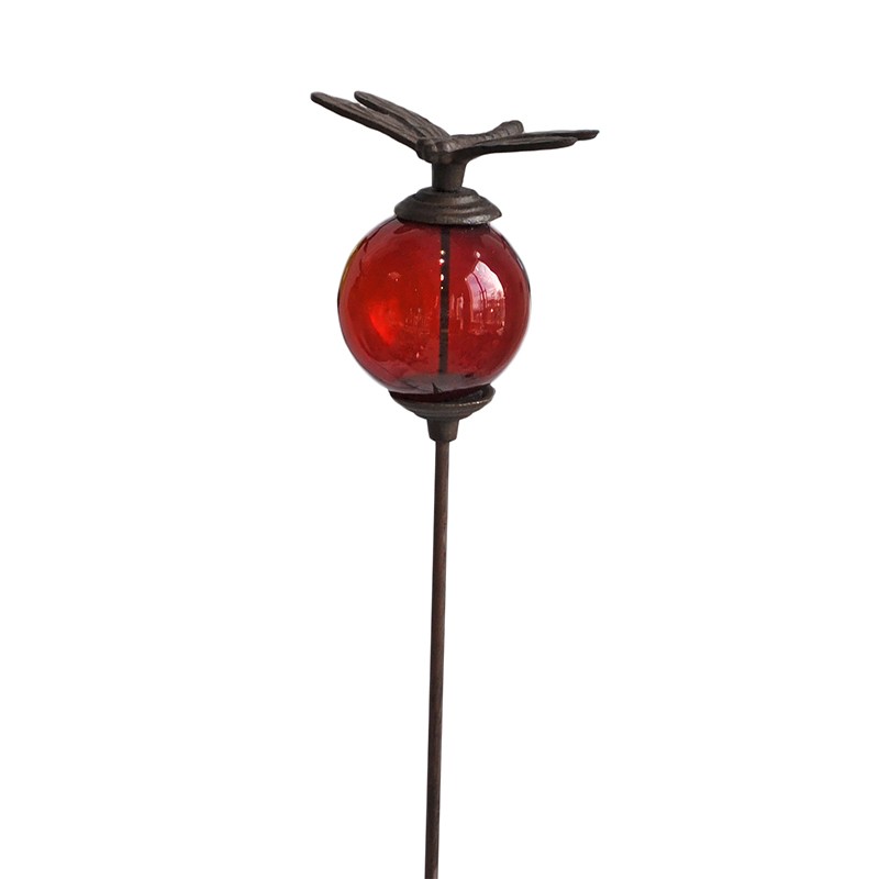 Tuteur boule libellule rouge 10x117cm