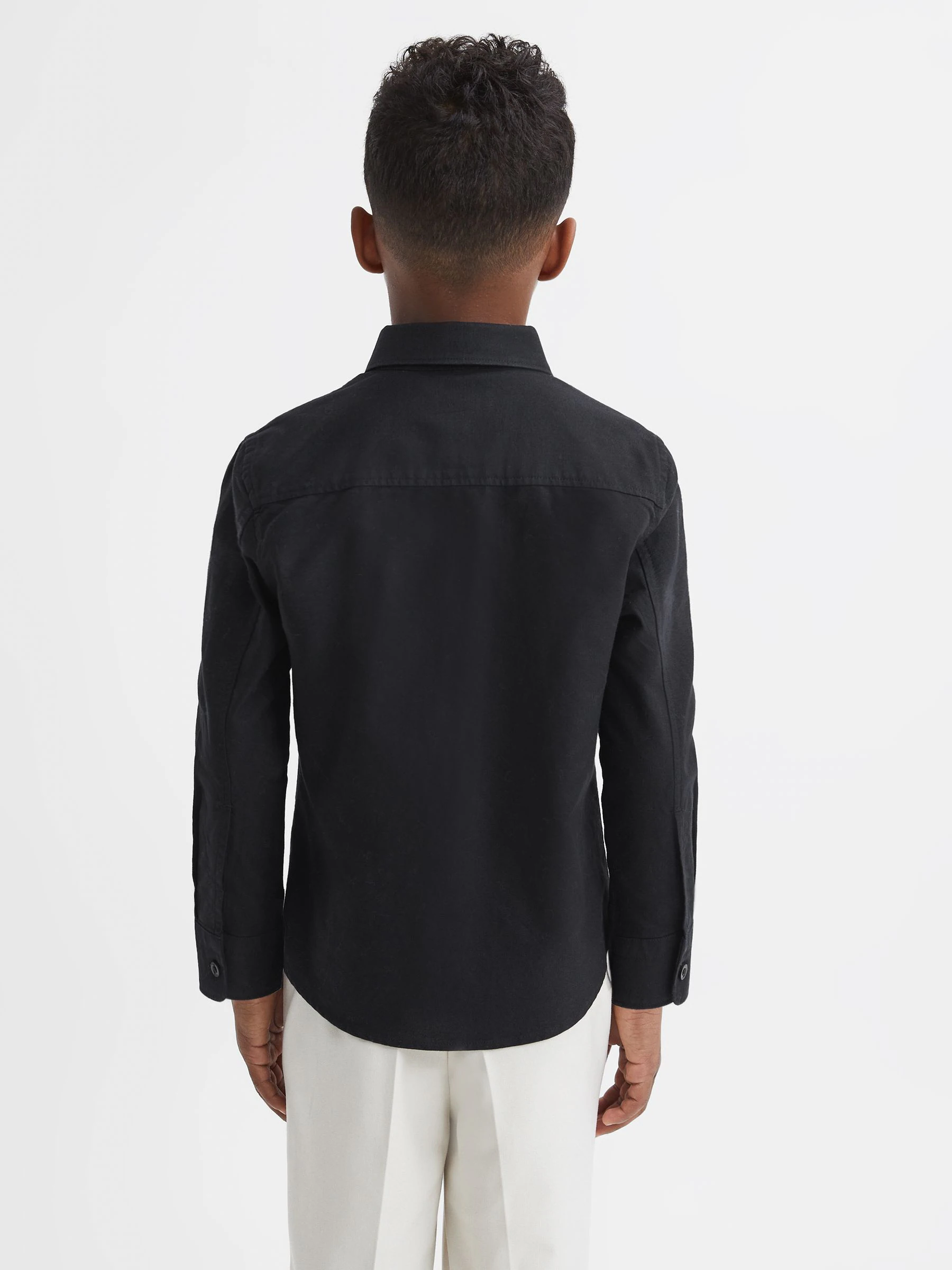 Zwart - Reiss Greenwich Oxford overhemd met knopen
