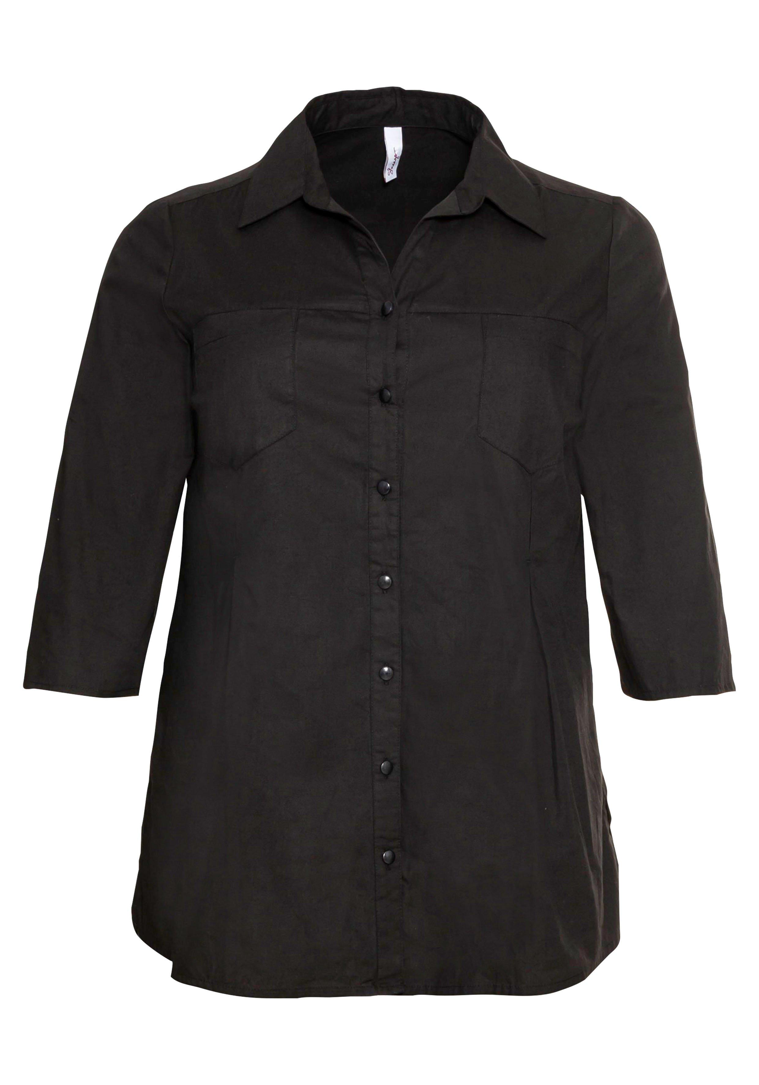 Bluse mit 3/4-Arm und dekorativen Falten