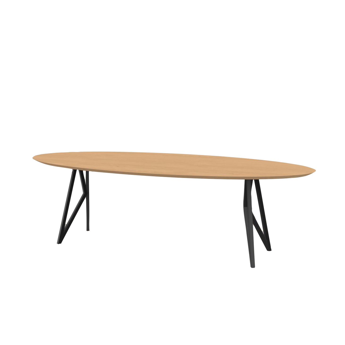 Studio HENK tafel Butterfly Ovaal - zwart frame, hardwax light 3041 300 x 120 | HWO NL 3041 | Verjongde Rand | Frame Zwart