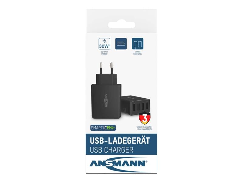 Ansmann USB-Wandladegerät Home Charger HC430, 4x USB, 30 W, Leistungsstarker Indoor USB-Ladeadapter