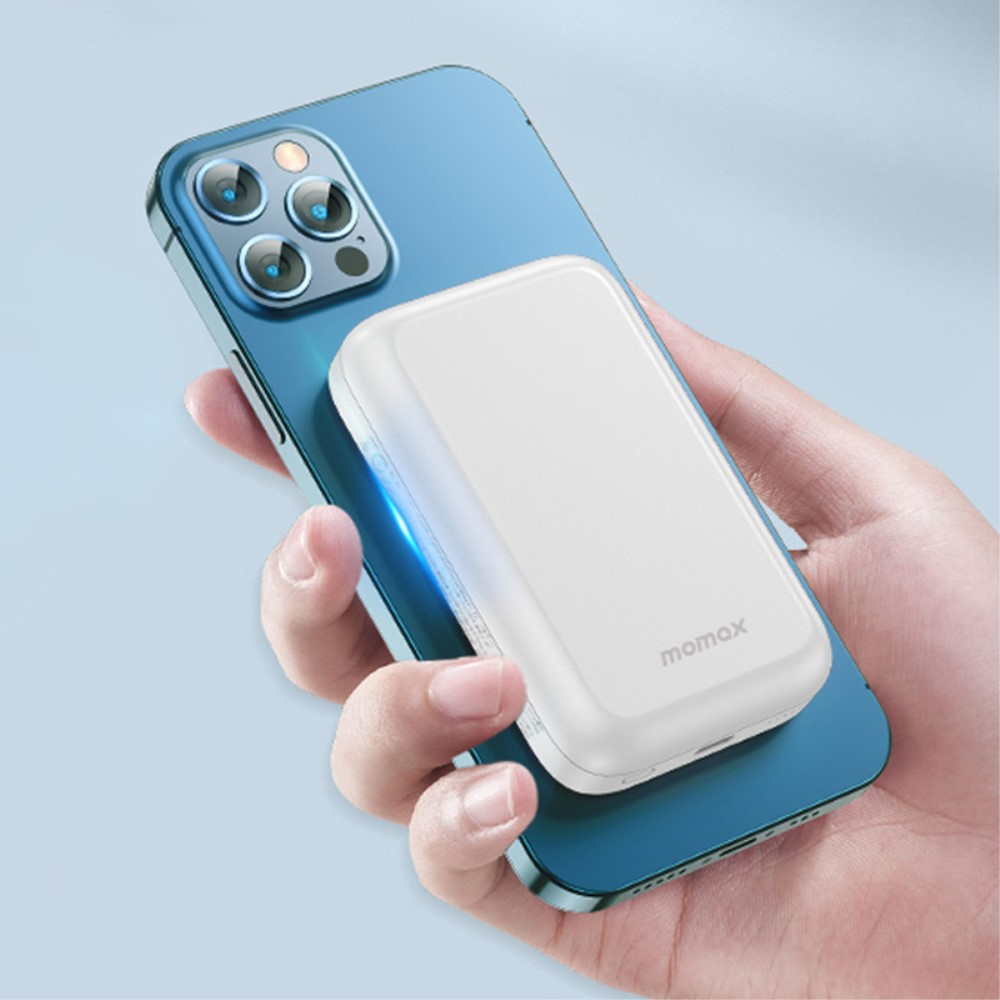 (18W) 5000mAh Qi Wireless MagSafe Ladegerät PD Fast Charge USB C Powerbank mit Power Delivery - Weiss
